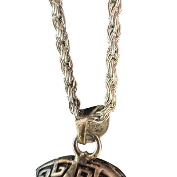 Vintage Mayan Aztec Sterling Silver Pendant Necklace Llamador Calendario - Picture 4 of 10